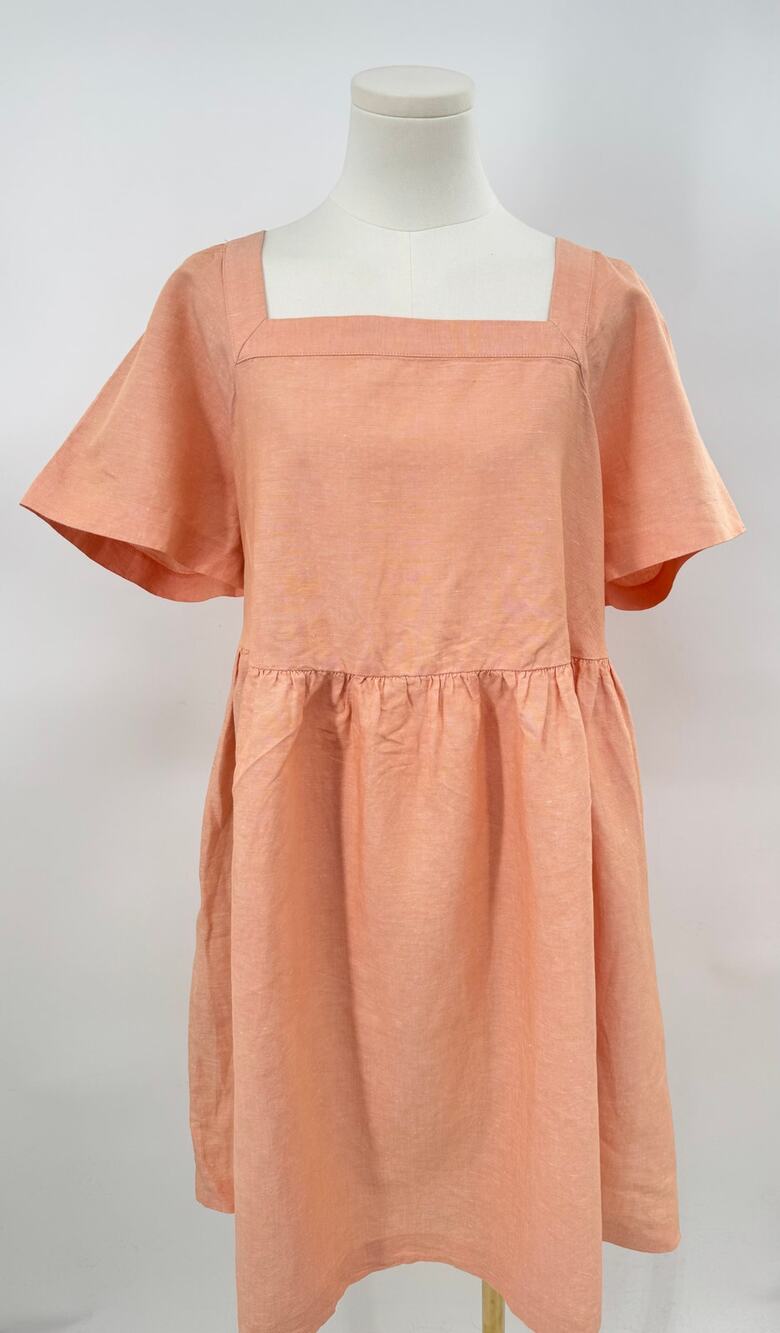 Madewell Allie Linen Mini Dress Babydoll Short Sleeve Peach 1X